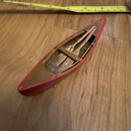 Vtg mini wooden canoe - vtg,
