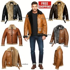 Men's B3 Raf Real Sheep Skin Leather Jacket Aviator Flying Bomber Coat Superior 