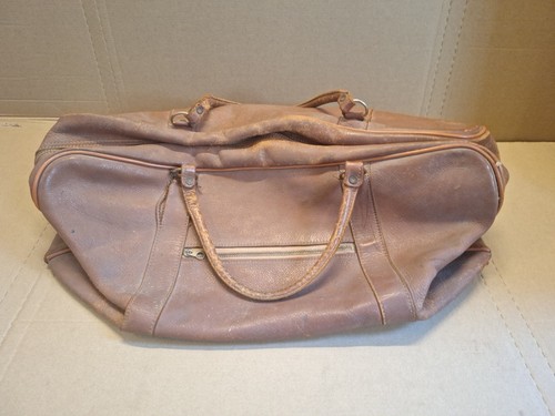Vintage brown leather holdall - vintage,