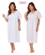 Marlon Short Sleeve Woven Nightie Ladies Lightweight Polycotton 45" Nightdress