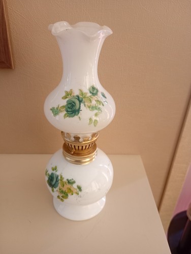 Vtg miniature milk glass oil - vtg,