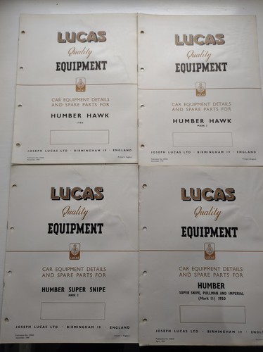 Humber lucas parts catalogues - parts,