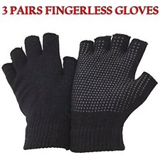 3 Pack Mens Fingerless Gloves