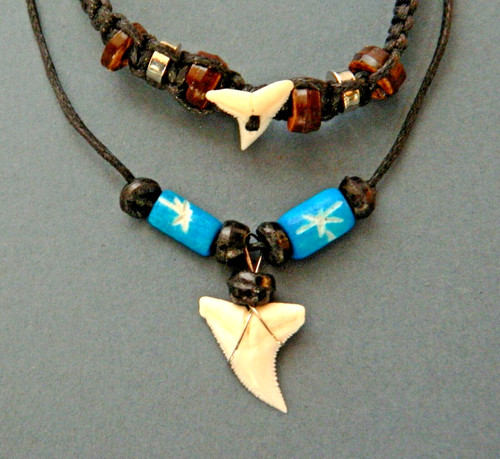 Shark tooth necklace bracelet - shark,