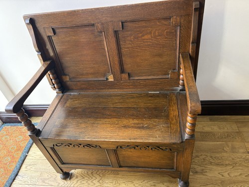 Antique oak monks bench - antique,