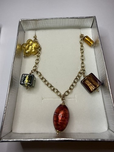 9ct yellow gold murano glass - yellow,