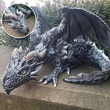 Garden Big Squatting Dragon Sculpture Guardian Statue Garden Dragon Sculpture...