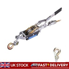 4 Ton Dual Gear Power Puller Heavy Duty 2 Hook Cable Puller Hand Winch UK