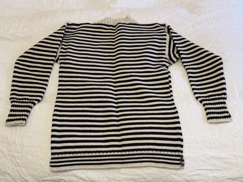 Cream and navy striped - and,