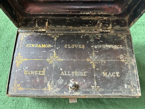 Antique tin spice box - tin,
