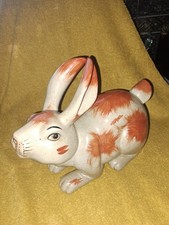 Pottery Rabbit Staffordshire Hand painted pottery 1890  Very Nice Item