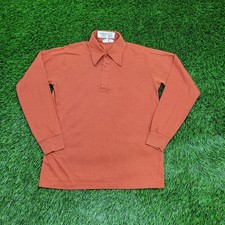 Vintage 80s MOD Preppy Polo Shirt Teens XL 18x25 Rustic Orange