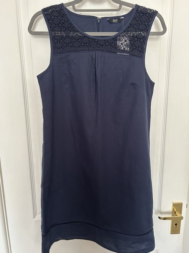 Navy linen blend shift - linen,