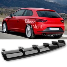 Gloss Rear Bumper Spoiler Splitter Shark Fin Diffuser Body Kit For Seat Leon MK3