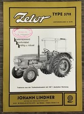 ZETOR Type 5711 TRACTOR Agricultural Sales Leaflet NOV 1975 German Text #11.75
