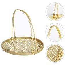 1Pc Bamboo Woven Basket Classic Basket Countryside Style hand basket