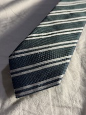TM Lewin Green Striped Silk