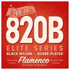 LA BELLA 820B FLAMENCO GUITAR STRINGS - ELITE - BLACK NYLON SILVER PLATED COPPER
