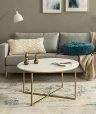 White Round Coffee Table Faux