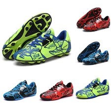 Kids Boys Sports Football Shoes Training Sneaker Long Spikes Boots Flat Bottom