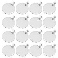 16Pcs Metal Stamping Blanks,30mm Stamping Name Tags Stainless Steel,Silver Tone