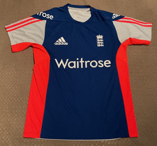 Mens England Waitrose Adidas 2014 Blue Cricket Shirt Size 42/44 Excellent