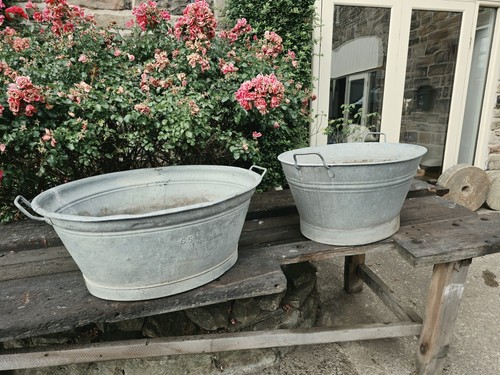 Two 1950 galvanised - 1950's, baths