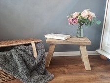 Rustic Wooden Milking Stool Handmade Reclaimed Wood Farmhouse Side Table Decor