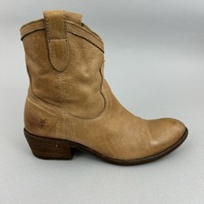 Frye Billy Short Ankle Cowboy Western Festival Boho Bootie Tan Boots US8 B UK6