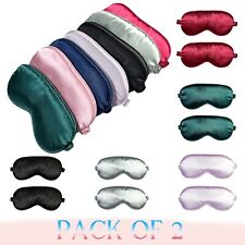 Sleep Mask 2 Pack Soft Satin Silk Eye Mask for Men Women Eye Blindfold for Sleep
