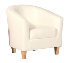 CREAM FAUX LEATHER SOFA