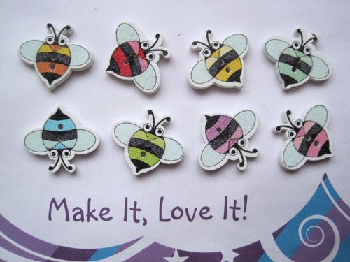 Cute bee shaped 20mm buttons - buttons, 2