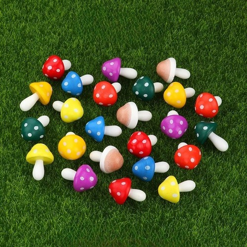 5pcs wooden mushroom ornaments - 5pcs,