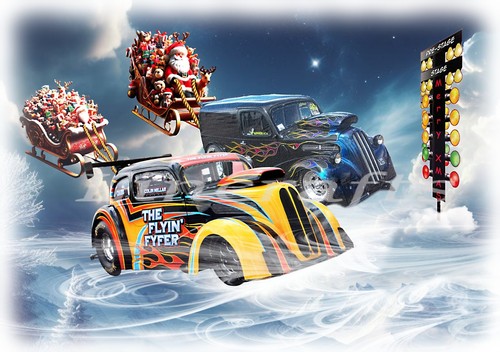 Christmas card drag race santa - drag,