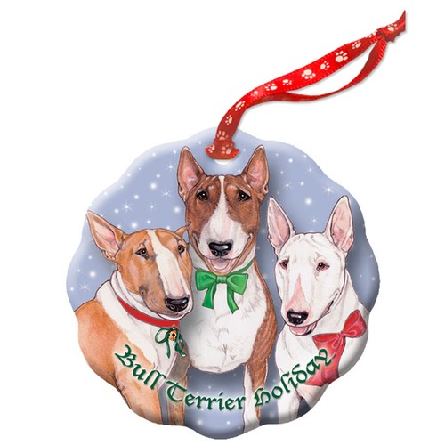 Bull terrier holiday porcelain - terrier,