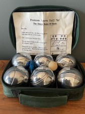 VINTAGE Proteam Boules Set Of 6 Silver Heavy Boules In Case With Instructions