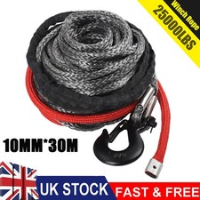 31000lbs Winch Rope 10MM x 30M For Dyneema Hook Synthetic Tow Recovery 4WD Cable