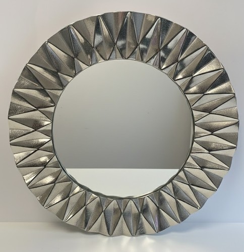 Round silver wall mirror large - silver,