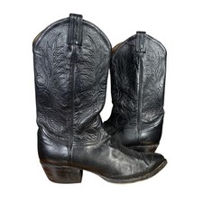 Vintage 1980 Tony Lama Cowboy Boots Size 10B 44 Men Black Leather 6711 Texas USA