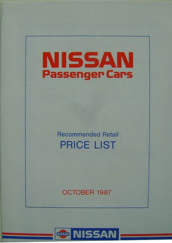 Nissan price list 1987 oct - price,