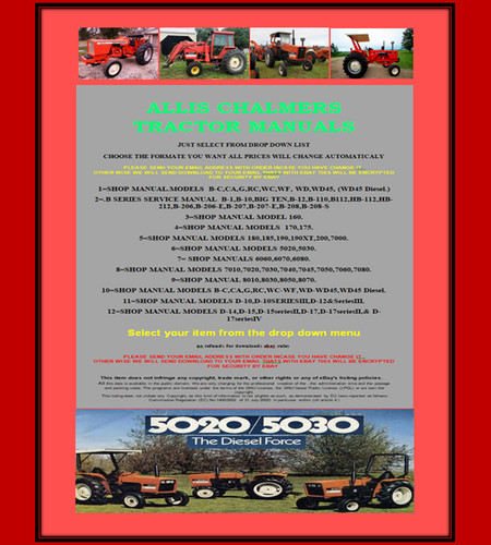 Allis chalmers tractor manuals - tractor,