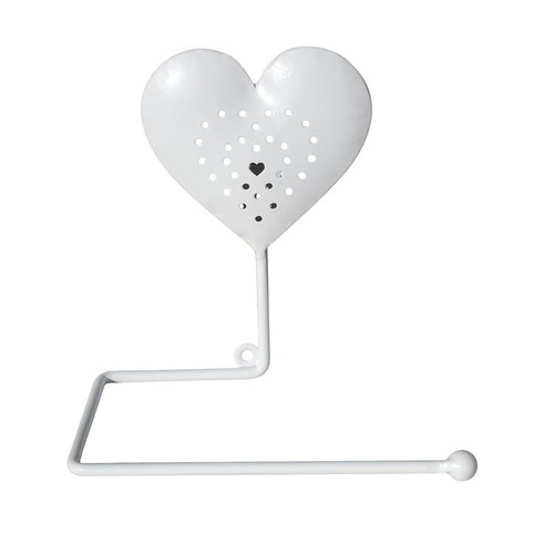 White heart toilet roll - white, holder