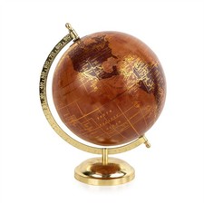 Terracotta & Gold Desk Globe | Decorative Vintage-Style World Globe Ornament