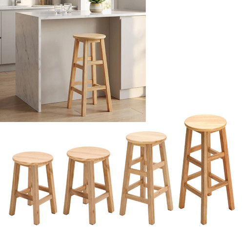 Round wooden bar stool - wooden,