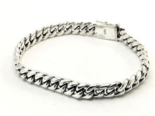 925 Sterling Silver Curb Chain Bracelet. 34 grams, 7.7"/19.5 cm