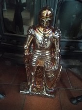 Vintage Cast Iron Fireside Enamelled Companion Set Knight In Armour Incomplete.