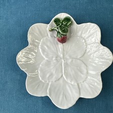 Bordallo Pinheiro Portugal White Cabbage Leaf STRAWBERRY Plate/ Dish 20 Cm