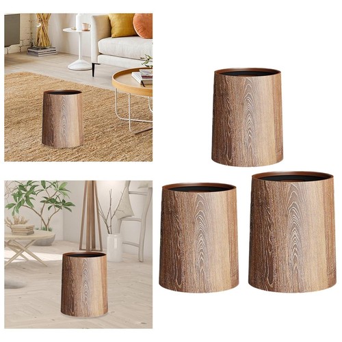 Wood grain trash can - wood,