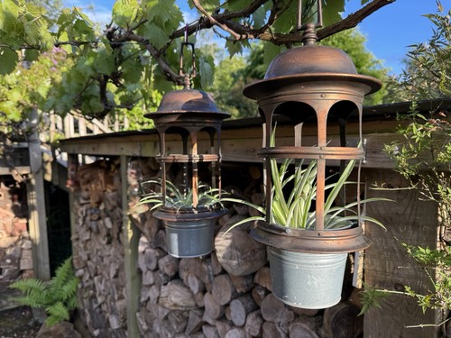 Pair antique copper lantern - pair, of