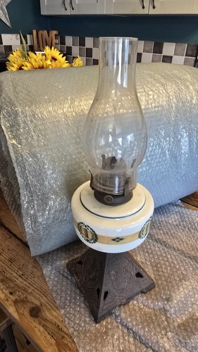 Antique oil lamp with chimney - antique,